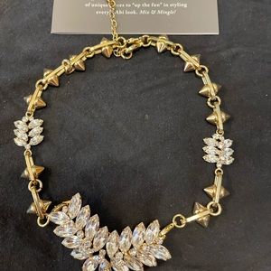CABI Gold Tone Rhinestone Statement Necklace Glam Convertible